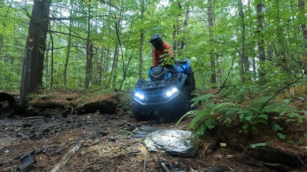 atv going down a deep hall